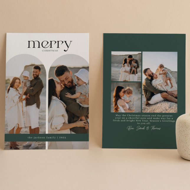 Skoggrön dubbelvalvsfoto julkort (Skapare uppladdad)