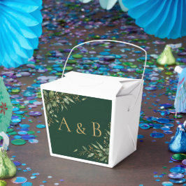 Skoggrön guld bröllop Take Out förmånslåda Presentaskar