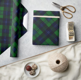 Skoggrön marin djup tartan tallrutig mönster presentpapper