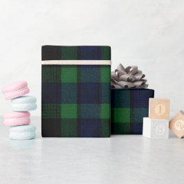Skoggrön Navy Djup Tartan Tallrandigt Mönster Presentpapper