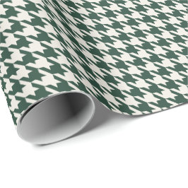 Skoggrön och elfenbensfärgad Houndstooth-mönster | Presentpapper
