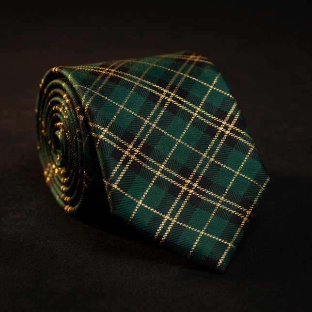 Skoggrön och gul Tartan Plaid Slips (Skapare uppladdad)
