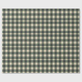 Skoggrön och krämgul Tartan Snöflinga Presentpapper