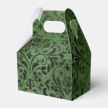 Skoggrön och svart vintage-damask med glimmande ef