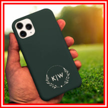 Skoggrön och vit | Moderna initialer monogram