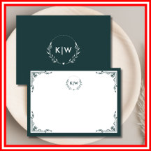Skoggrön och vit | Moderna initialer monogram