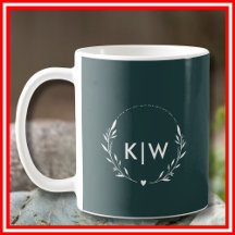 Skoggrön och vit | Moderna initialer monogram