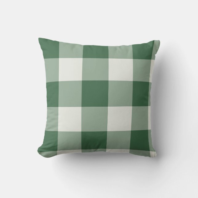 Skoggrön stor Buffalo Check Gingham Kudde (Framsida)