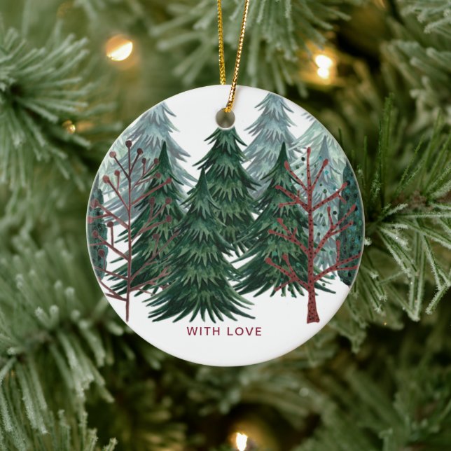 Skoggröna tallar jul natur julgransprydnad keramik (Träd)