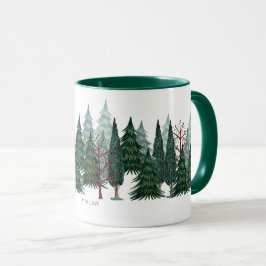 Skoggröna tallar natur jul högtid mugg