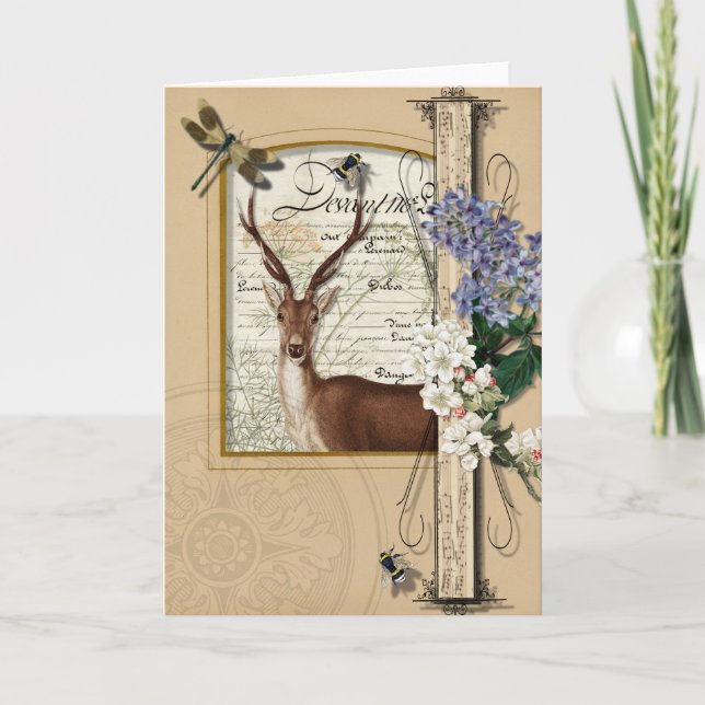 Skoghjort - noterar den tomma hälsningen för kort (Framsida)