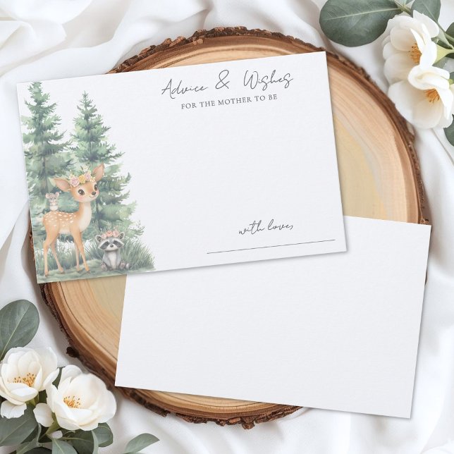 Skogig Boho Baby Shower Rådkort (Woodland Boho Baby Shower Advice Card)