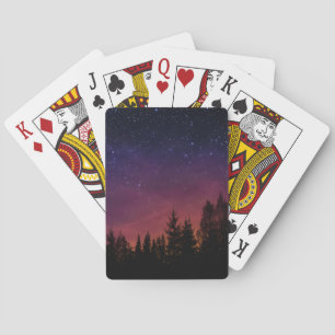 Skogig natthimmel Natur med stjärnig skogsscen Casinokort