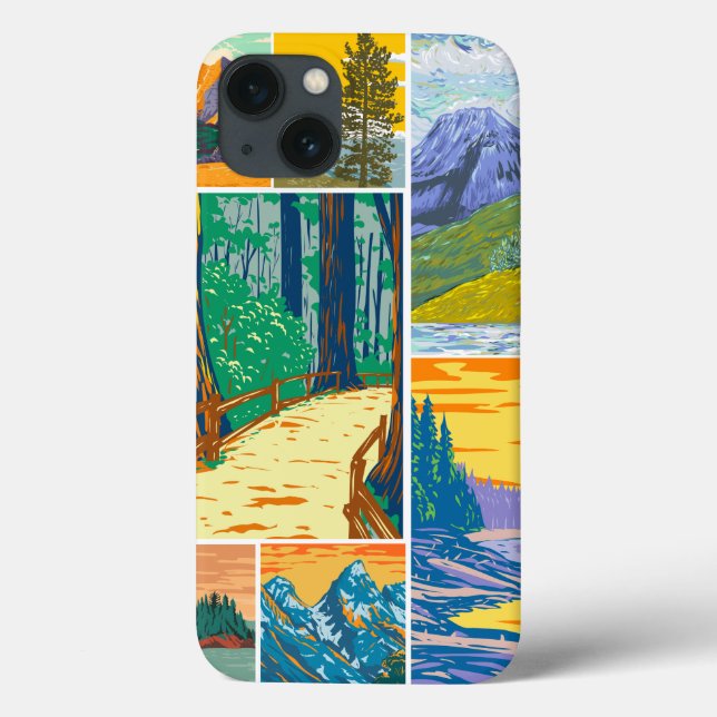 Skoginspirerad art iPhone 13 fodral (Baksida)