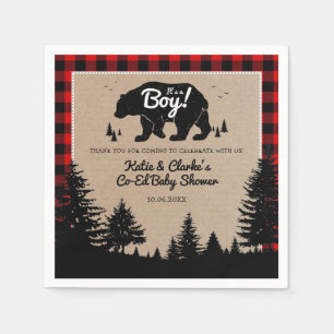 Skogland Bear Lumberjack Co-Ed Boy Baby Shower Pappersservett