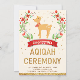 Skoglig blomster guld flicka rådjur Aqiqah Inbjudningar