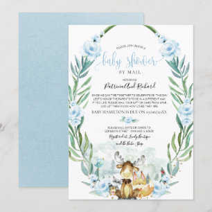 Skoglig blomstergrönska Baby Shower via post Inbjudningar