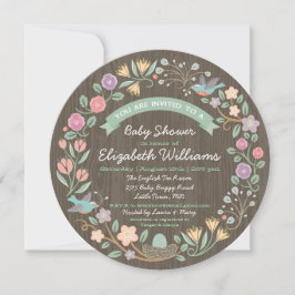 Skoglig blomsterkrans Baby Shower-inbjudan II Inbjudningar