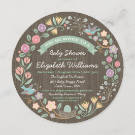 Skoglig blomsterkrans Baby Shower-inbjudan II Inbjudningar
