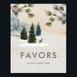 Skoglig Bröllopsduschpresenter Poster Skylt<br><div class="desc">Elegant Vinter Skog Favorit Poster designad med en mjuk nedtonad akvarell skogsscen. Klicka på Anpassa för att redigera all text. Matchande föremål i vår butik Cava Party Design.</div>
