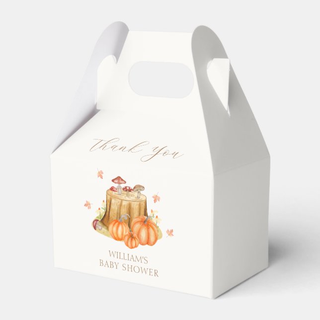 Skoglig höstpumpa svamp baby shower  presentaskar (Framsidan Sidan)
