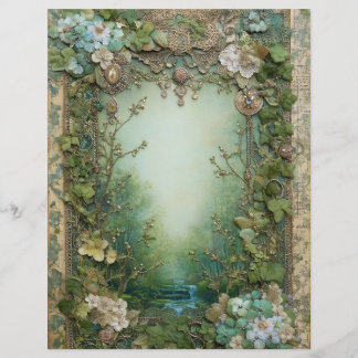 Skoglig landskap junk journal scrapbook papper