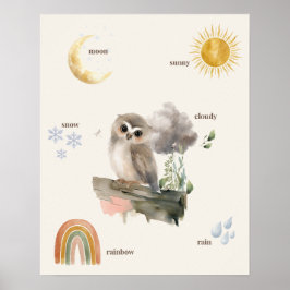 Skoglig Uggleväderleksplansch Poster