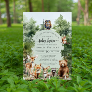 Skogs äventyr börjar Baby Shower Inbjudningar