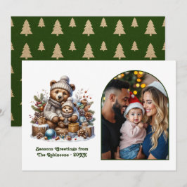 Skogs Björnunge Familj Mysig Skog Jul Julkort