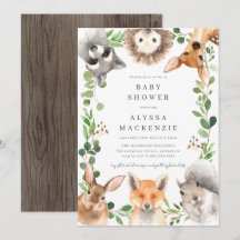 Skogs djur baby shower inbjudan
