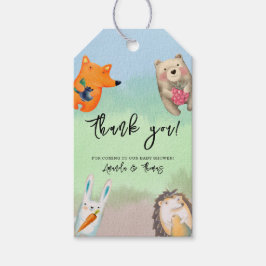 Skogs djur - tack baby shower presentetikett