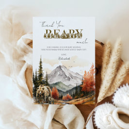 Skogs Fall Mountain Björn Baby Shower Mycket Mysig Tack Kort