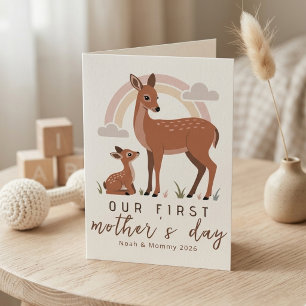 Skogs hjort Mamma Baby Första Mors Dag Lugnt Kärle Kort