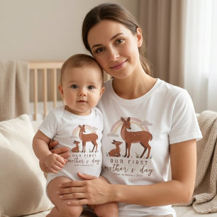 Skogs hjort Mamma Baby Kärlek Första Mors Dag Kons T Shirt