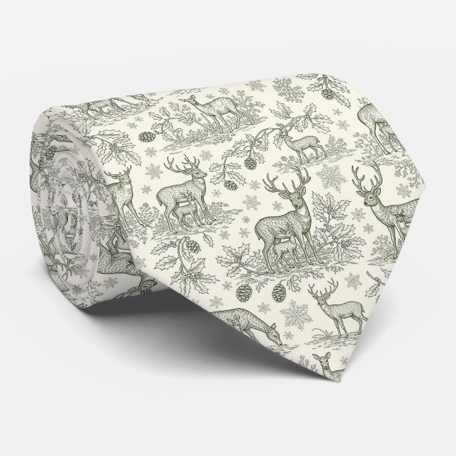 Skogs hjortar vinter Toile-mönster Slips (Rullad)