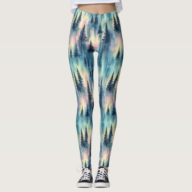 Skogs Mönster Norrsken Leggings (Framsida)