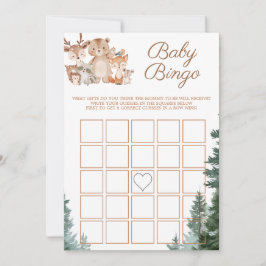 Skogs- och skogsdjursbingo för baby shower inbjudningar
