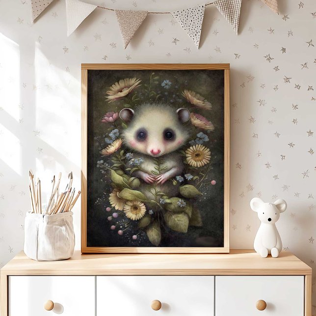 Skogs opossum Plantskola Väggdekor | Väggutskrift Poster (Woodland Possum Nursery Wall Decor | Wall Print by TinkPrints)