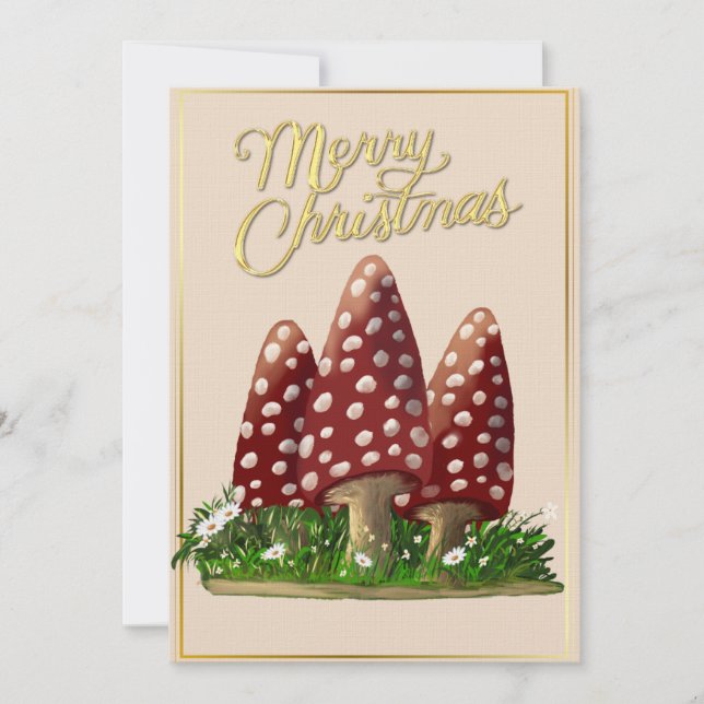 Skogs Svamp God Jul Grattiskort Julkort (Framsida)