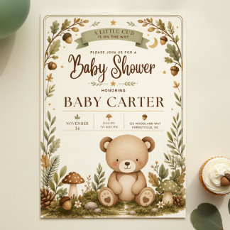 Skogs-Teddybjörn Baby Shower-inbjudan Inbjudningar