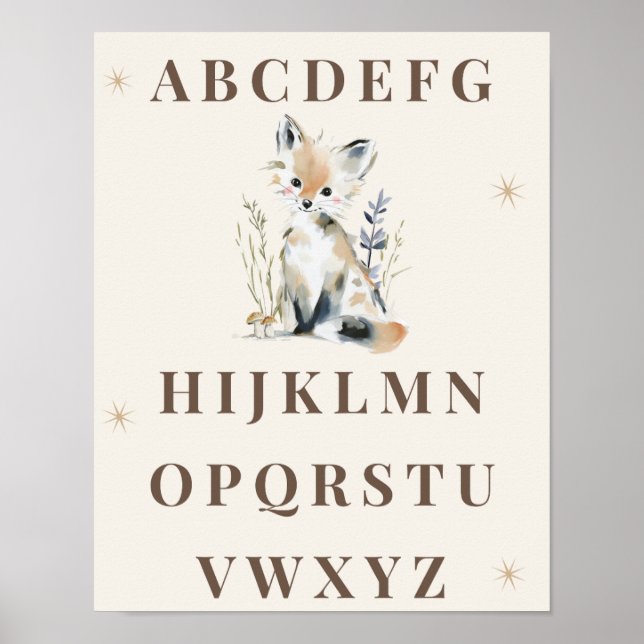 Skogsalfabetet Barntryck Poster (Framsidan)