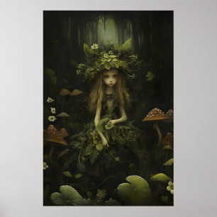 Skogsälva botaniskt tryck, dyster Cottagecore Poster