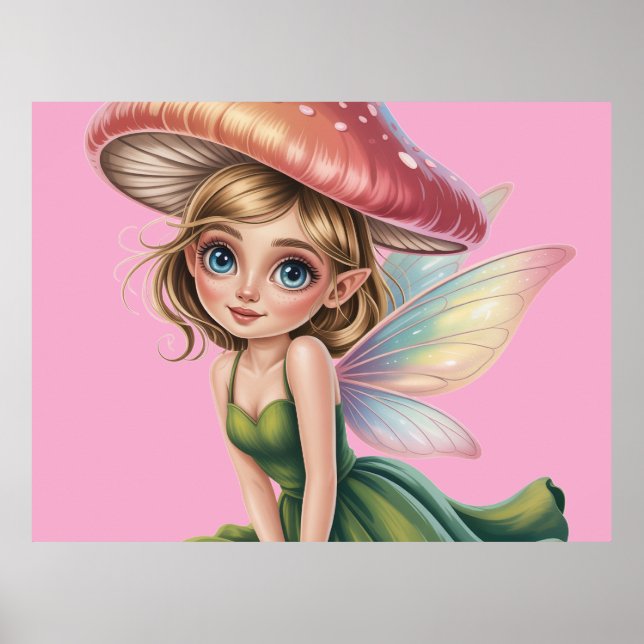 Skogsälva med svamp hatt illustration poster (Framsidan)