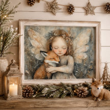 Skogsälva och räv Whimsical Nursery Väggkonst