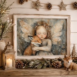 Skogsälva och räv Whimsical Nursery Väggkonst