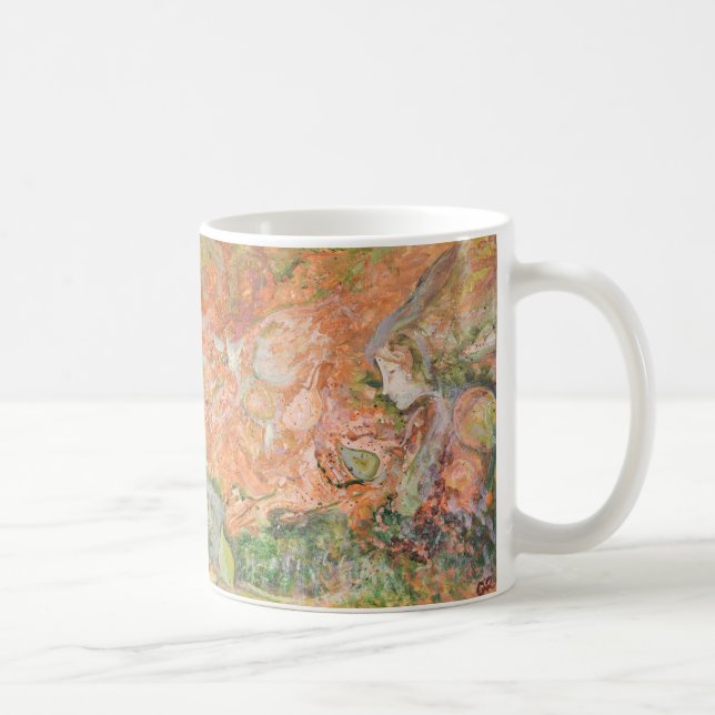 Skogsande / Älv Originalkonst Orange Kaffemugg (Höger)