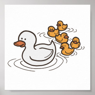 Skogsandfamilj Liten Print Poster