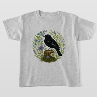 Skogsångare & Vildblomma Botanisk Broderi T Shirt