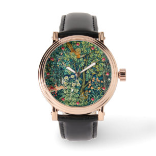 SKOGSANIMALA HÄDER,Fjäderfä,Grönt Blommigt Armbandsur