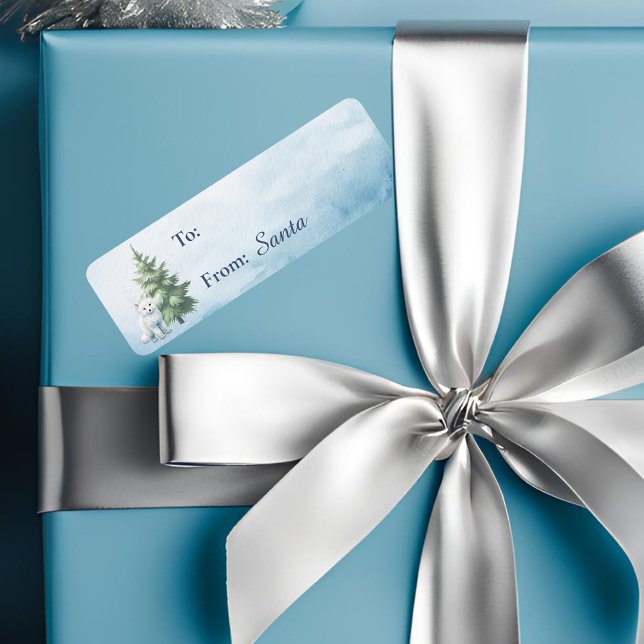 Skogsarktisk julklapp - etikett returadress etikett (Arctic fox woodland animal christmas gift sticker)